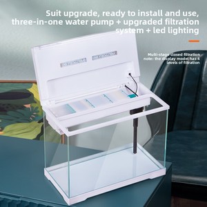Petit réservoir d'<span class=keywords><strong>aquarium</strong></span> de bureau ultra-blanc Réservoir à poissons en verre écologique avec poisson rouge pour bureau ou salon 220V - Product Image 3