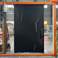 Portes pivotantes de sécurité en aluminium, portes d'entrée extérieures en aluminium, fabrication sur mesure à l'usine de Foshan, style villa moderne