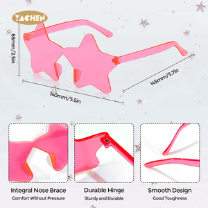 याचेन स्टार के आकार में रिमलेस पार्टी ग्लास पारदर्शी कैंडी रंग पार्टी चश्मा अनियमित एक टुकड़ा मजेदार पार्टी आंखों - Product Image 3