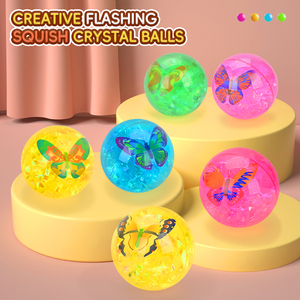 Balles aquatiques rebondissantes clignotantes de 10 cm avec papillon, jouets en forme de boule de cristal lumineuse et moelleuse pour enfants - Product Image 3