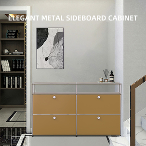 Tủ Búp Phê màu trà sữa, Tủ Búp Phê phong cách giữa thế kỷ tối giản, đồ nội thất mô-đun đa năng, Tủ lưu trữ tùy chỉnh - Product Image 5