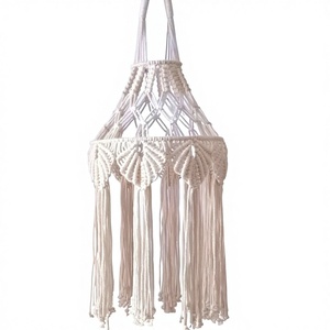 Customizable <b>Boho</b> <b>Light</b> Cotton <b>Ceiling</b> Lamp Shade and Modern Style with Tassel Fringe Macrame for Home Decor - Product Image 1