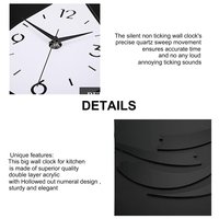Gran moderno 16,5 pulgadas acrílico transparente y forma de gota Color negro acrílico gran sala de dibujo silencioso Reloj de pared creativo