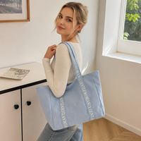 Sacs fourre-tout pour femmes en toile recyclée avec logo personnalisé, doublure en polyester, pour l'été, grand sac de shopping portable