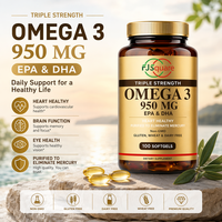 Huile de poisson oméga 3 de qualité supérieure OEM, capsules molles d'huile de poisson oméga 3 950 mg, compléments alimentaires