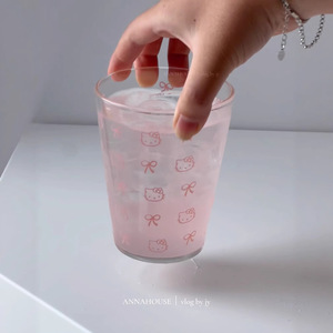 Vaso de Agua de Vidrio <span class=keywords><strong>Bravo</strong></span> Glassware, Vaso de Vidrio Soplado a Mano con Diseño de Gato de Dibujos Animados, Moderno y Minimalista, Color Rosa, para Bebidas Frías y Jugos - Product Image 3
