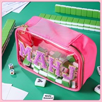 Tas Penyimpanan Mahjong Anti Air PVC Bordir Alfabet Tren Lintas Batas 2026 untuk Wanita Kapasitas Besar