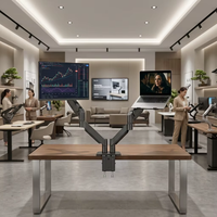 Vente directe usine – Support double moniteur réglable à compression, capacité de charge 10 kg, pour écrans 13-32 pouces et ordinateurs portables 10-17 pouces, en acier laminé à froid épaissi