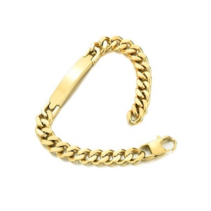 Bracelet en acier inoxydable plaqué <span class=keywords><strong>or</strong></span> classique Yiwu Aceon, maillons de type curb, différentes largeurs, courbé, vierge pour <span class=keywords><strong>gravure</strong></span> - Product Image 5