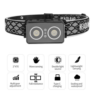 Linterna frontal LED con batería incorporada, recargable tipo C, ajustable a 45 grados, ligera para uso en exteriores - Product Image 5