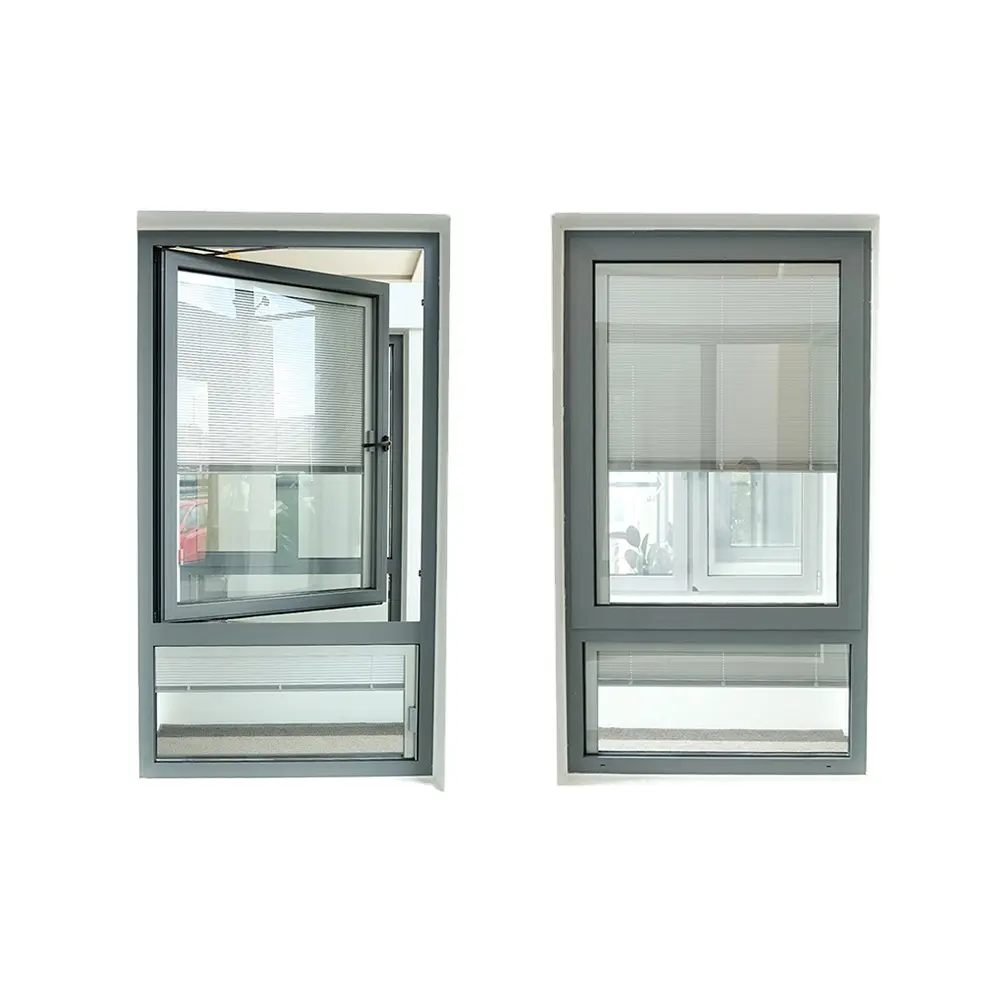 블라인드가 내장 된 알루미늄 유리 여닫이 창 자기 제어 핸들 열 차단 이중 유리 창