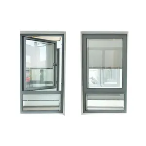 Janela de batente de vidro de alumínio com persianas embutidas, alça de controle magnético, janelas de vidro com bico duplo e ruptura térmica