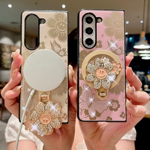 Sang Trọng Ngọc Trai Dây Đeo Hoa Từ Nhẫn Chủ Trường Hợp Đối Với Samsung <span class=keywords><strong>Galaxy</strong></span> Z Gấp 6 5 4 5G Không Dây Sạc Gấp Điện Thoại Bìa - Product Image 5