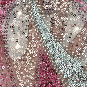 Prix de gros Tissu de dentelle à paillettes Broderie 100% Polyester Tissu de dentelle à paillettes pour robes de mariée - Product Image 5