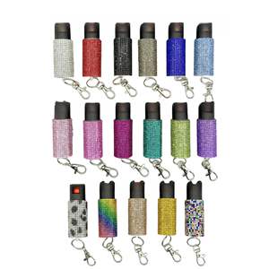 Vente en gros d'usine, porte-clés en forme de chat tissé à la mode, rechargeable, avec strass, ensemble de porte-clés à mousqueton pour femmes, défense personnelle en plein air - Product Image 1