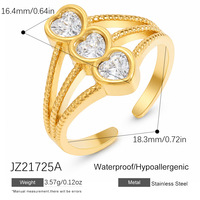 Ensemble de bijoux SUMMLY tendance avec bracelet et bague ajustable en forme de cœur géométrique en zircon, plaqué or 18 carats, en acier inoxydable, pour femmes, cadeau de fête