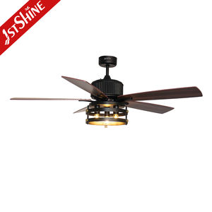 1stshine Ventilateur de plafond Lumière intérieure MDF Lames 220V Home Soft Lighting Ventilateurs de plafond avec ampoules et télécommande - Product Image 1