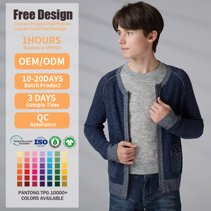 Cardigan en cachemire 100% pour hommes, tricoté sur mesure, à manches longues et fermeture éclair, pour adolescents, fabrication ODM OEM - Product Image 2