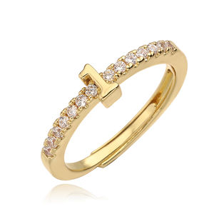 Venta al por mayor Simple 18K chapado en oro 0-9 números arábigos anillos <span class=keywords><strong>de</strong></span> dedo letra árabe anillo Zirconia cúbica anillo ajustable - Product Image 3