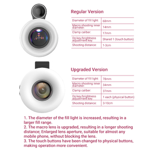 Macro Ống Kính Điện thoại điền vào ánh sáng clip trên vòng ánh sáng có thể điều chỉnh màu sắc độ sáng cho lông mi côn trùng <span class=keywords><strong>Micro</strong></span> nhiếp ảnh - Product Image 3