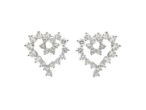 ต่างหูเพชรทรงหัวใจแบบกลวง 18K โรสโกลด์ ไวท์โกลด์ เครื่องประดับหรู ป้องกันการแพ้ สำหรับผู้หญิง - Product Image 4