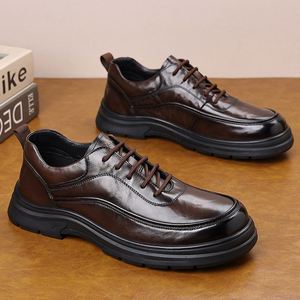 Nuevos Zapatos Oxford de Invierno para Hombre, de Alta Calidad, Cómodos, de Cuero Genuino, Estilo Británico, con Suela Gruesa, Formales para Negocios - Product Image 1