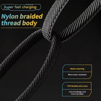 Câble de charge USB-C Type C tressé en métal 4-en-1 65W 27W, alliage de zinc, charge rapide, câble de données pour téléphone portable, câble USB multifonction