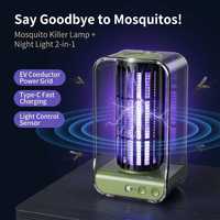 Répulsif Moustiques Rechargeable Électrique Lampe Anti-Moustiques Capteur de Lumière Lumière UV Piège à Ondes Lumineuses Électrocuteur Anti-Insectes