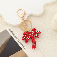 Porte-clés double face en strass, motif plante, pendentif métallique en forme de cocotier, accessoires scintillants pour clés de voiture, vente directe usine
