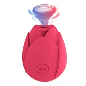 Runing Vrouwen Silicone Rose Vibator Speelgoed Bloemvorm Virgina Zuigen Vibrator Rode Bloem Seksspeeltjes Tulp Vibrator