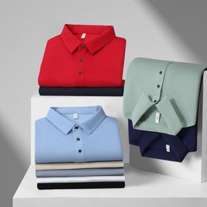 Vente en gros Prêt à expédier Logo personnalisé de couleur pure classique pour tissu tricoté Polo T-Shirt - Product Image 2