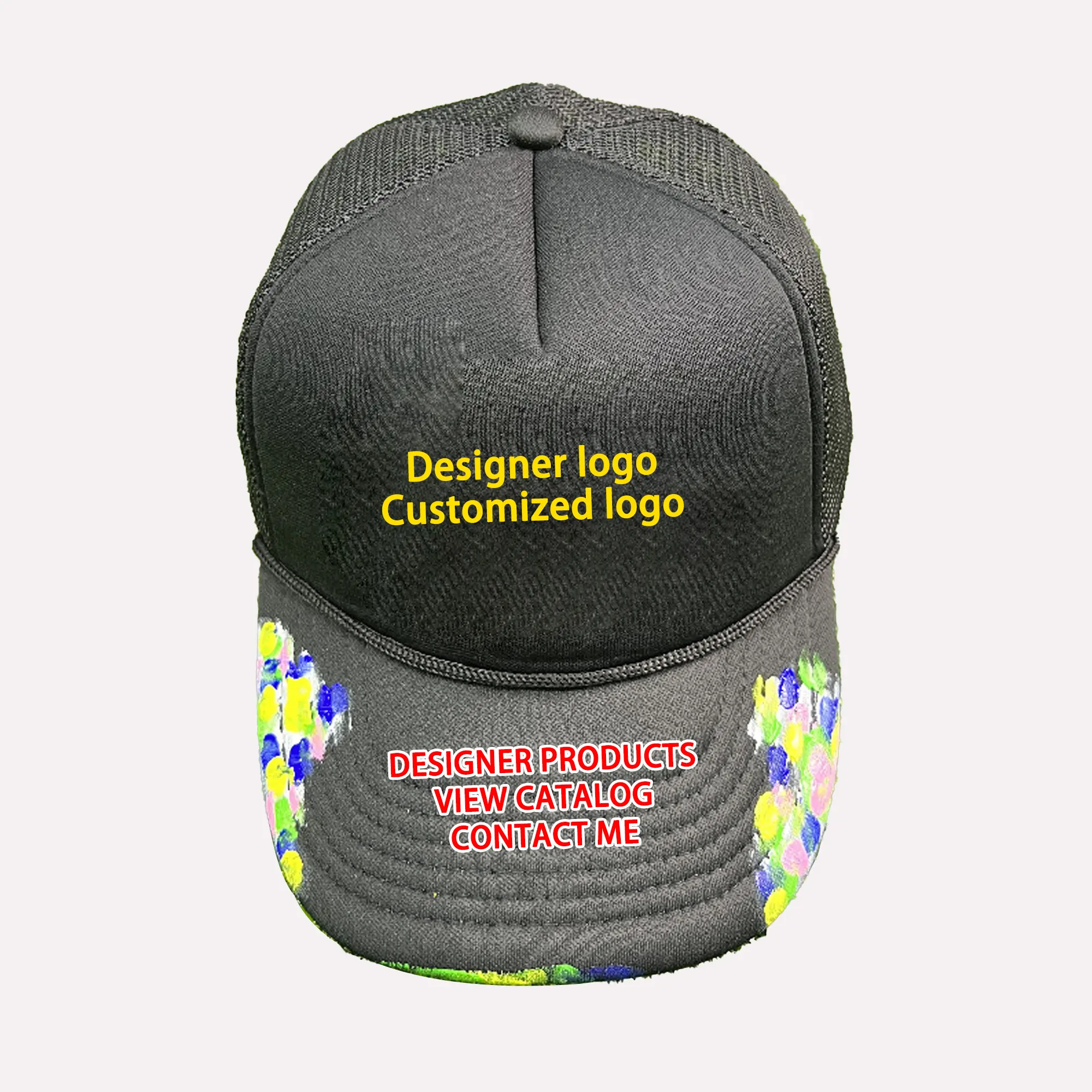 Custom New Designer Angel Fashion Embroidery White Hats High Quality Designer Palm Wholesale Hat