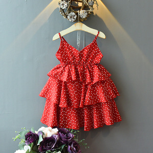New Product Express Sewing a Sleeveless Korean Party Casual Layered <b>Red</b> Dress for Girl Child Kid - Product Image 1