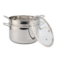 Ensemble de casseroles à vapeur en acier inoxydable tri-couches sur mesure pour la cuisine, avec couvercle en verre, ensemble de casseroles en acier inoxydable, ustensiles de cuisine