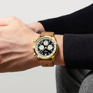 For 2609 Fashion Luxury Sports Leather Chronograph Quartz <b>Watch</b> for Men Stainless Steel Case 3BAR Water Resistant Calendar - Product Image 6