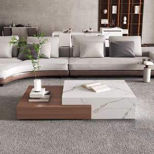 <span class=keywords><strong>Table</strong></span> basse carrée en bois massif de style italien, moderne et luxueuse, pour salon, simple, rétractable, combinaison pour la maison, minimaliste - Product Image 1