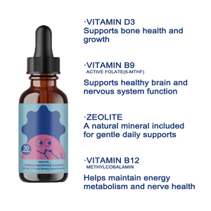 Integratore Alimentare OEM ZEOLITE per Bambini, Supporto alla Comunicazione, <span class=keywords><strong>Gocce</strong></span> Liquide 30ml, per il Metabolismo dei Bambini, Gusto Frutti di Bosco, <span class=keywords><strong>Vitamina</strong></span> D <span class=keywords><strong>e</strong></span> B12 - Product Image 4