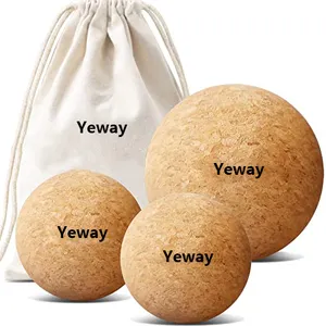 Yeway最好最便宜的30毫米环保100% 瑜伽软木按摩球套装深层组织肌肉张力疗法软木球