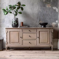 Buffet mural moderne en bois massif modulaire à sept tiroirs, style vieilli, pour chambre à coucher