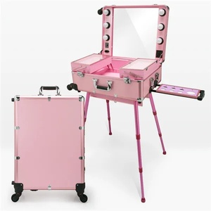 New Trolley Cosmetic Professional Makeup Case Rolling Luggage with LED <strong>Light</strong> Multi-function Trolley <strong>Suitcase</strong> - Product Image 2