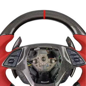 Volant sport personnalisé en cuir et fibre de carbone avec palettes de changement de vitesse pour Chevrolet Camaro ZR1 <span class=keywords><strong>Corvette</strong></span> C7 - Product Image 2