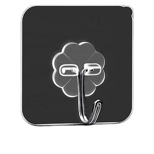 Clear Flower Shape Self-Adhesive Wall <b>Hooks</b> For Bathroom Kitchen Storage Waterproof <b>Plastic</b> <b>Hook</b> With Simple Design - Product Image 3