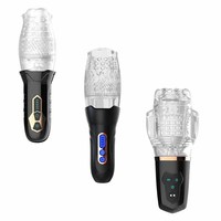 Masturbateur masculin mains libres à double moteur, 10 vibrations puissantes, avec fonction de poussée et de succion, 100%