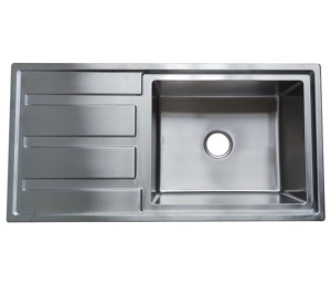 Évier de cuisine moderne en acier inoxydable à cuve unique, style ferme, avec égouttoir et brosse, pour grandes cuisines - Product Image 2