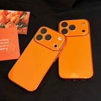 Coque en verre orange électroplaqué compatible avec iPhone 17 Pro Max, protection intégrale avec film pour objectif, anti-chute