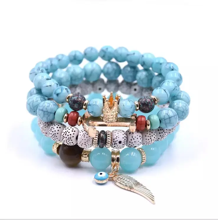 2020 wholesale 8mm natural stone beads 2pcs/set gem tiger eye stone beaded health bracelet different head mens accessories