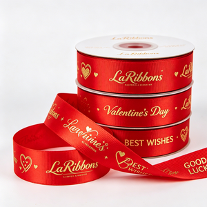 Luxury Custom Foil Gold Grosgrain Printed <b>Ribbon</b> With Logo Printed Craft <b>Ribbon</b> for Gift Decoration and Wrapping Bow - Product Image 5