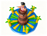 Tour d'escalade gonflable sur le thème de l'île pirate, jeu de chasse au trésor pour enfants, défi d'obstacles, PVC écologique, 8x8x6m