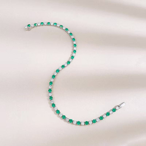Bracelet de créateur en or blanc 18 carats avec diamants de laboratoire et pierres précieuses colorées, bijoux fins pour femme, vente en gros - Product Image 3