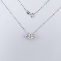 Collana con Pendente a Marquise in Oro Bianco 18K con Diamante Coltivato in Laboratorio, Catene Raffinate con Diamanti per Donna, Gioielli con Diamanti Coltivati, Charm